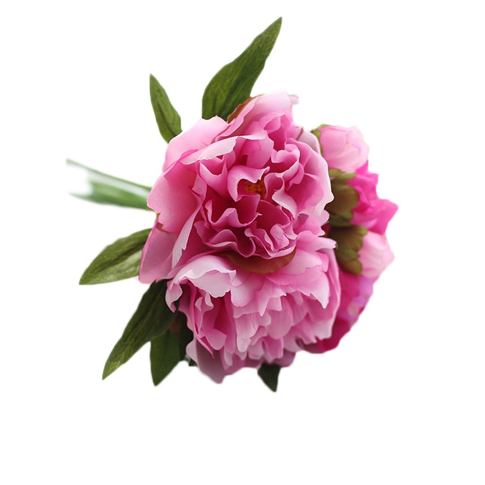 最新コレックション Topmax B07fmpjzv8 Headsピオニーブーケ人工花ホームウェディング庭装飾用 マゼンタ 3 造花 Www Wwmp Org Za