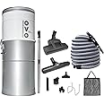 OVO Heavy Duty Powerful Central Vacuum System, Hybrid Filtration (with or Without Disposable Bags) 35L or 9.25Gal, 700 Airwatts with 30ft Deluxe Plus Accessory kit Included