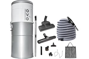 OVO Heavy Duty Powerful Central Vacuum System, Hybrid Filtration (with or Without Disposable Bags) 35L or 9.25Gal, 700 Airwatts with 30ft Deluxe Plus Accessory kit Included