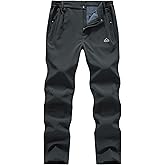 BASUDAM Men's Utility Work Pants Snow Waterproof Softshell Winter Fleece Lined Insulated Outdoor Mountain