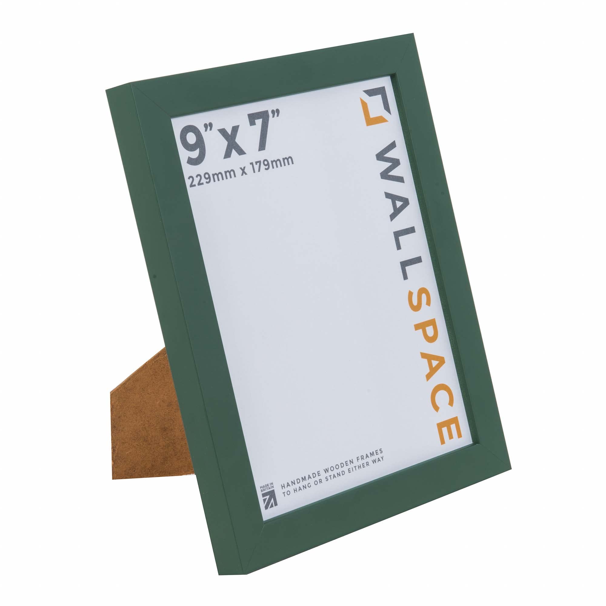 Wall Space 9x7 Green Picture Frame | Green 7x9 Photo Frame | 9 x 7 inch | 229x178mm | 22.9x17.8cm | Solid Wood Wooden with Real Glass | Handmade in UK — image 1