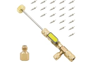FRIOCASA Valve Core Remover Installer Tool with Dual Size SAE 1/4 & 5/16 Port,HVAC Valve Core Removal Tool for R22 R12 R407c R410A R404A Etc, 20PCS Valve Cores