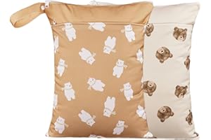 Opgroeie Wet Dry Bags with Two Zippered Pockets and Handle, Reusable Storage Bag for Breast Pump Parts & Baby Items, Waterproof Diaper Bags, Yoga Gym Bag for Swimsuits or Wet Clothes-2pcs, 11.8*15.75"