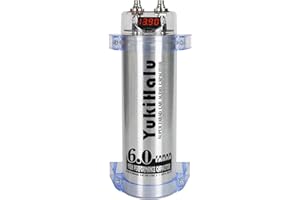 YukiHalu 6.0 Farad Digital Power Capacitor for Car Audio, Digital Voltage Read-Out, Over Voltage Protection, Mounting Brackets Included (6 Farad)