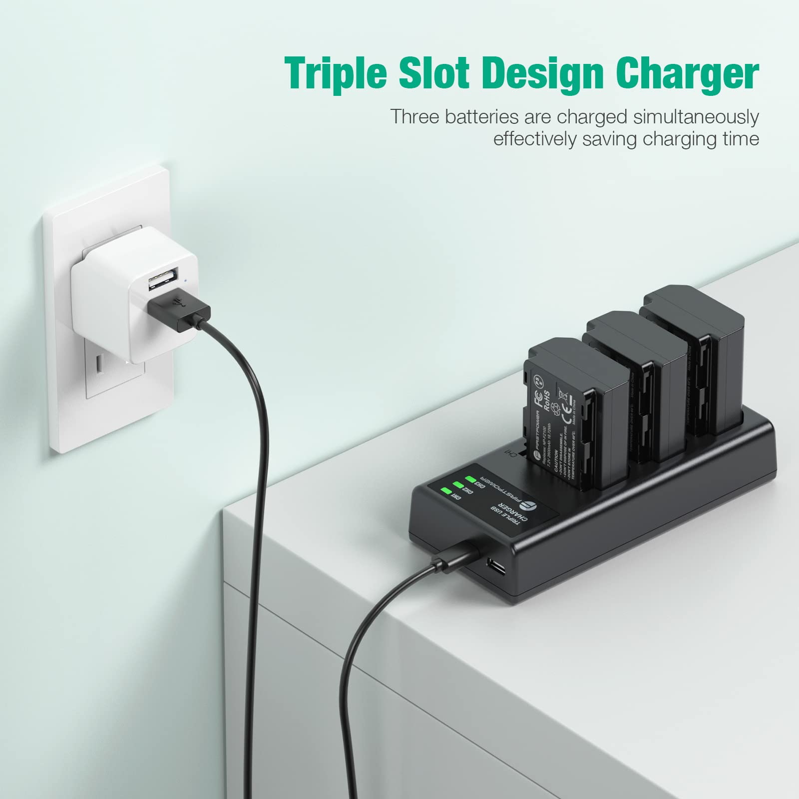 Artman NP-FW50 Battery 3-Pack And Upgraded 3-Slot ZV-E10 Battery LCD Charger For Sony ZV E10, Alpha A6500 A6400 A6300 A6000 A5100 A5000, A7S II, A7S, A7R II, A7R, A7 II, A7 - View #9