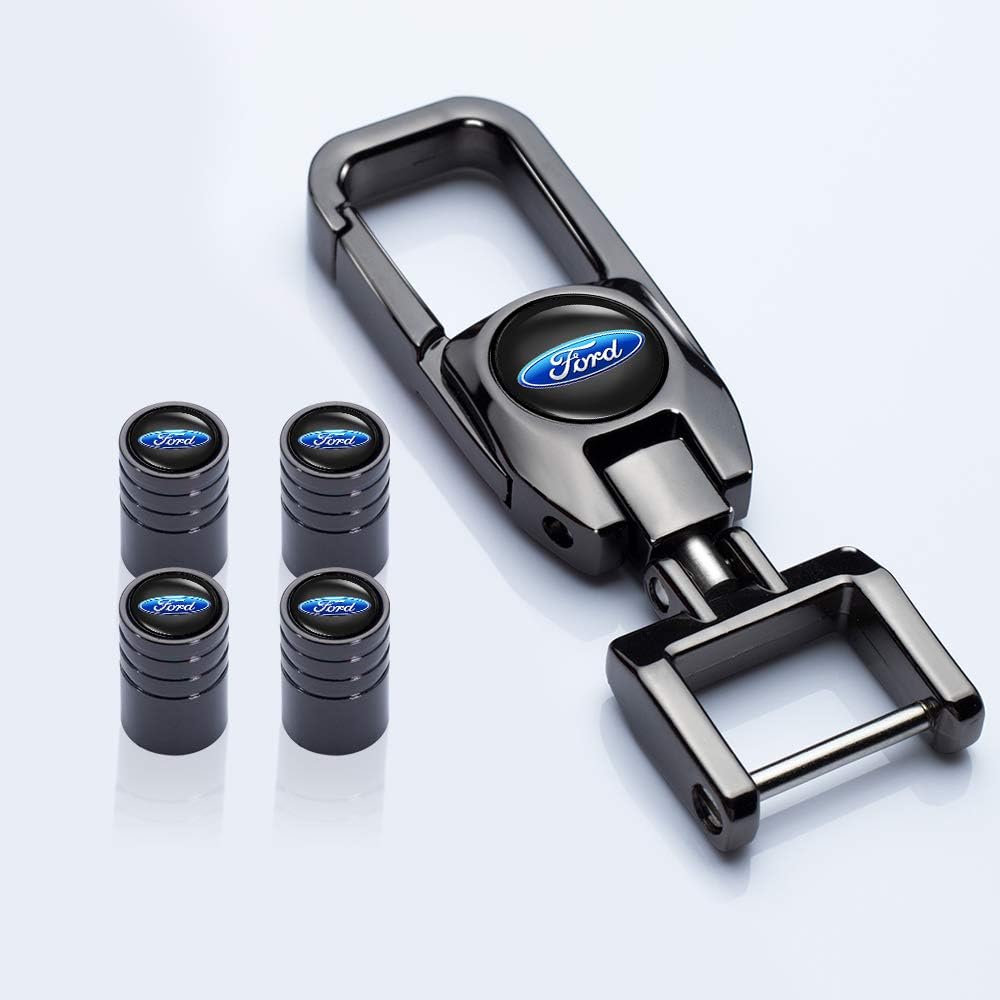Metal Car Wheel Tire Valve Caps Stem caps Air Nozzle Cap Replacement Ford F-150 Explorer F250 F350 F450 F550 Fusion Explorer Edge Keychain Keyring Logo Styling Decoration Accessories
