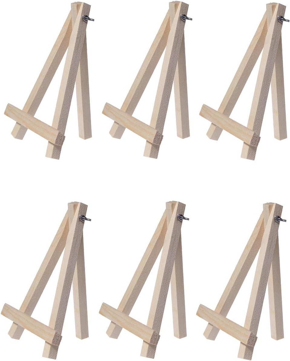 Juvale Wooden Mini Easel Stands for Desk or Tabletop (7 Inches, 6-Pack)