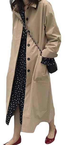 Amazon Gergeousトレンチコート レディース ゆったり 韓国 ロング