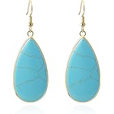 XGALBLA Crystal Healing Stone Earrings Statement Teardrop Dangle Earrings for Women Fashion Colorful Jewelry
