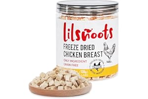 LILSNOOTS Freeze Dried Chicken Treats for Dogs Cats Single Ingredient Raw Chicken Breast Cube Pet Food Training Treats High Protein Low Fat Weight Control Grain&Gluten&Rawhide Free No Additives 4.6oz