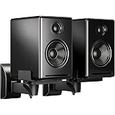 suptek Speaker Wall Mount Adjustable for Large Bookshelf Speaker Mounts | Swivel Speaker Wall Mounts with Surround Sound, Tilt Speaker Shelf For Living Room Up to 55lbs, 2 Packs, Black