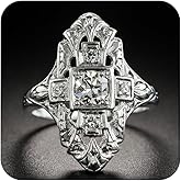 RKKOJJO 925 Sterling Silver Cubic Zirconia Ring Diamond Vintage Ring Engagement Ring Wedding Band Rings for Women