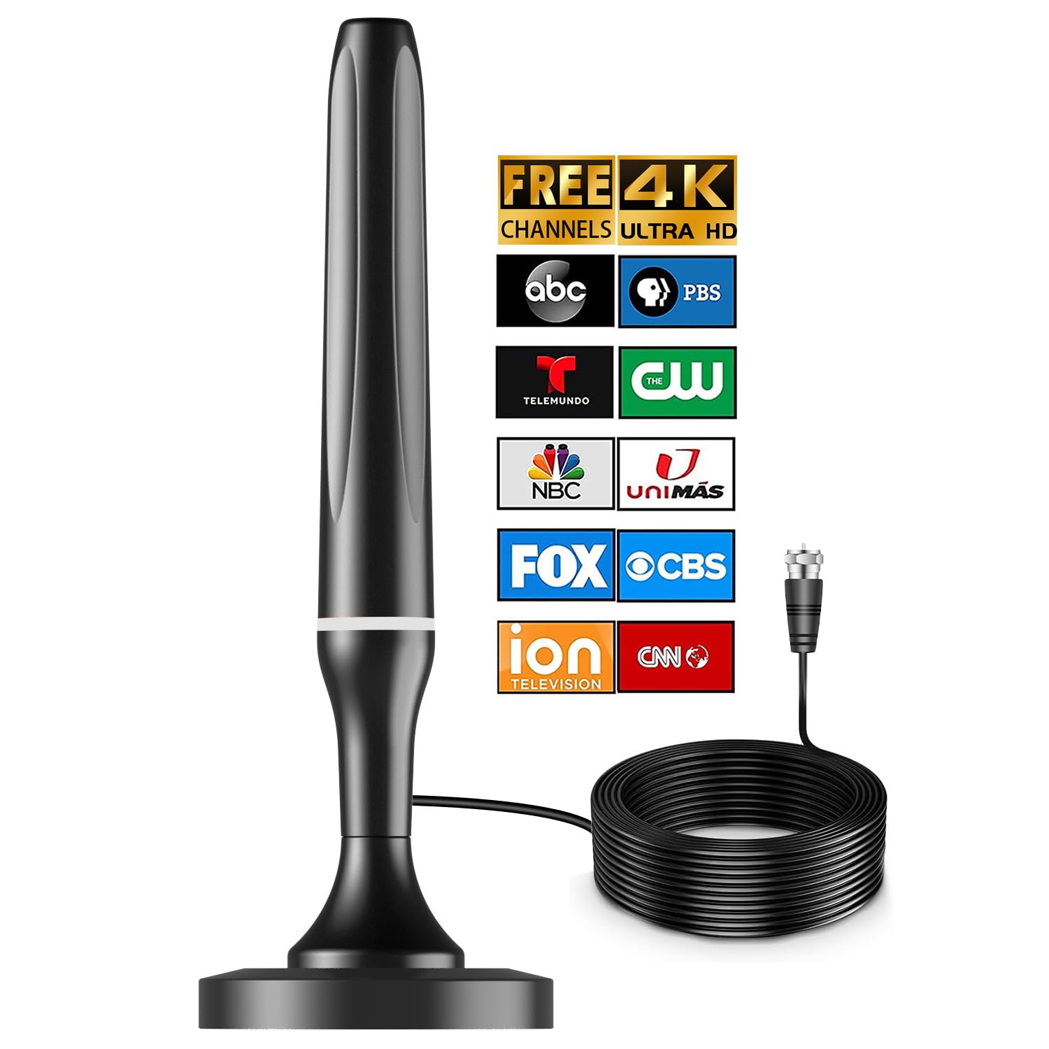 Photo 1 of Digital TV Antenna for Smart Tv Indoor, 360 Reception Digital HDTV Antenna for Local Channels, Supports 1080P and 4K, Strong Magnetic Base (White-17405)