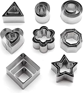 O-Kinee Plätzchen Ausstecher Mini, 24 Stücke Kleine Keksausstecher aus Edelstahl, Geometrische Keks Ausstechformen Set, DIY Tools für Backen Fondant Weihnachten