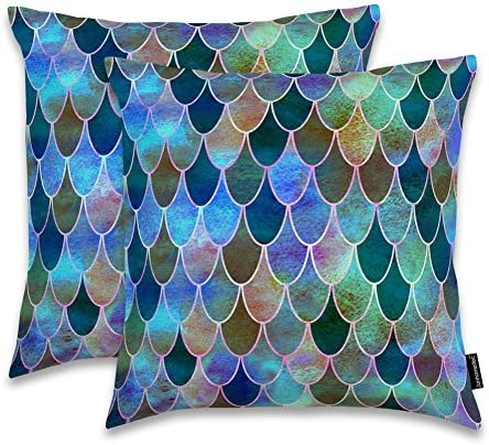 JUNHOMEDEC Art Watercolor Drops Pillow Covers 18x18 Inch Square Throw pillow Case,Home Decorative Canvas Throw Pillow Covers With Hidden Zipper Set of 2