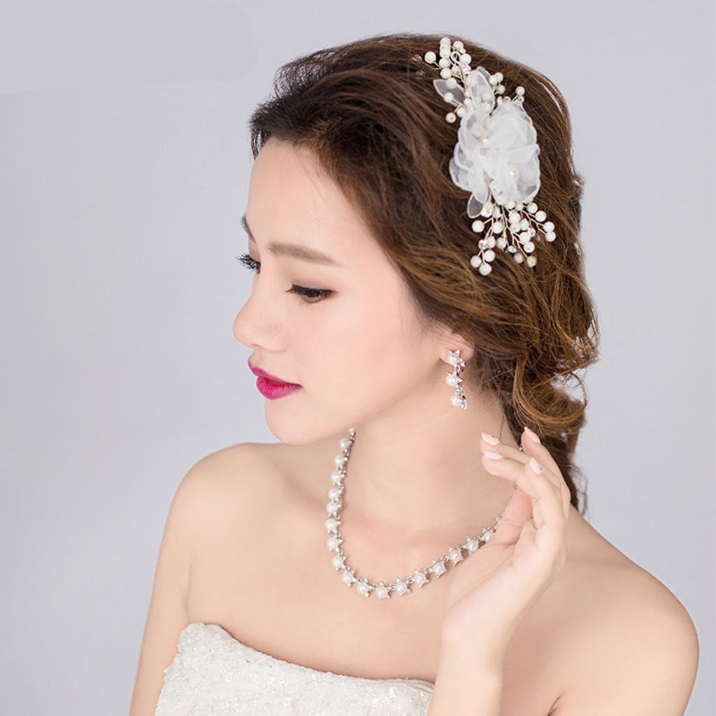 Gymnljy Wedding Headwear Bridal Pearl Rhinestone Flower Handmade