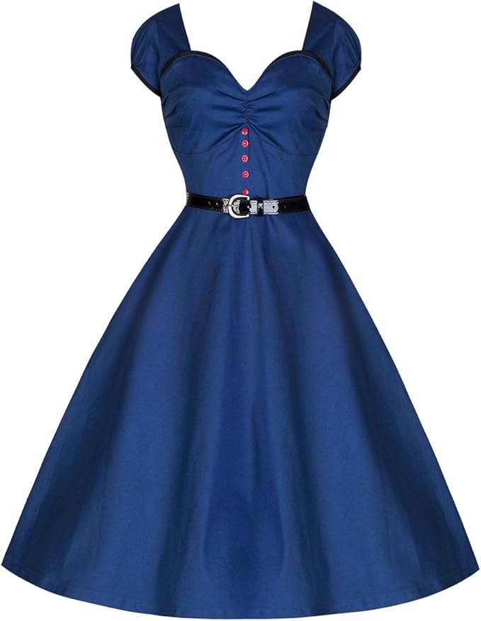 Amazon Co Jp Aivtalkレディース50年代60年代ヴィンテージsweatheartネックカクテルパーティースイングドレス Us サイズ Xl カラー ブルー 服 ファッション小物