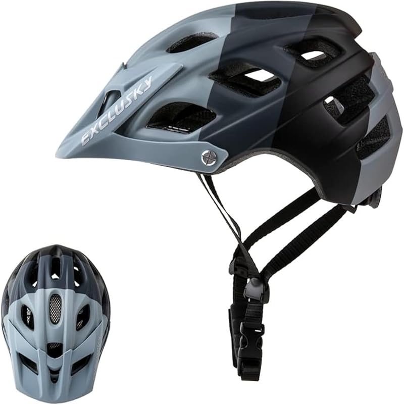 Exclusky Mountain Bike Helmet MTB Adult Lightweight 56-61cm Black Gray