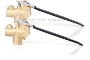 American Extractors 2 Angle Valves for Carpet Cleaning Wands (Brass, Globe Valve, 4 Ports, 1/2 in Inlet, 1/4 in Outlet, 1200 psi Max)