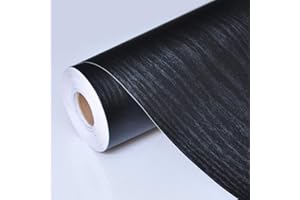 practicalWs Black Wood Contact Paper 17.7'' x 78.7'' Peel and Stick Wood Wallpaper Self Adhesive Black Wallpaper Covering for Kitchen Countertop Cabinets Vinyl Wrap Paper PVC