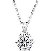 Dazzlingrock Collection GRA Certified D Color VVS1 2.00 Carat Solitaire Round Moissanite 6 Prong Pendant Necklace with 18 inch Silver Chain for Women in 925 Sterling Silver