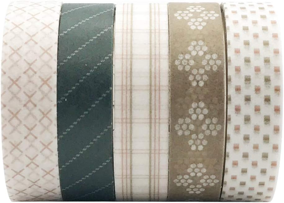 5 Rolls Basic Collection Decoration Washi Tape Set, ZMLSED 10mm Wide Japanese Masking Decorative Tapes for Bullet Journal Planners DIY Crafts and Arts Scrapbooking Adhesive