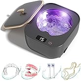 Ultrasonic Retainer Cleaner - 48kHz Retainer Cleaner Machine for Dentures, Mouth Guards, Aligner, Toothbrush Heads, Jewelry, 3 Modes Denture Cleaner with 250ml Dental Cleaning Pod