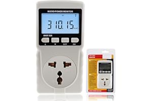 TEKCOPLUS Electricity Usage Monitor, Digital Power Meter LCD Plug in Power Watt Voltage Meter, 8 Display Modes for Energy Saving, Watt Meter Outlet, Energy Consumption Factor, Power Consumption Monitor