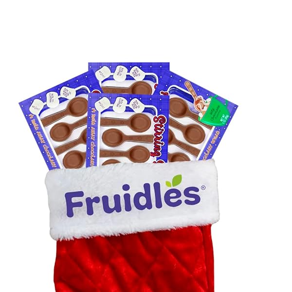 FRUIDLES CHRISTMAS CHOCOLATE STIRRING SPOONS HOLIDAY TREATS, MILK CHOCOLATY ‘N SMOOTH, HOT CHOCOLATE SPOONS POP PARTY BAG FILLERS, KOSHER CERTIFIED DAIRY, 3OZ SPOON