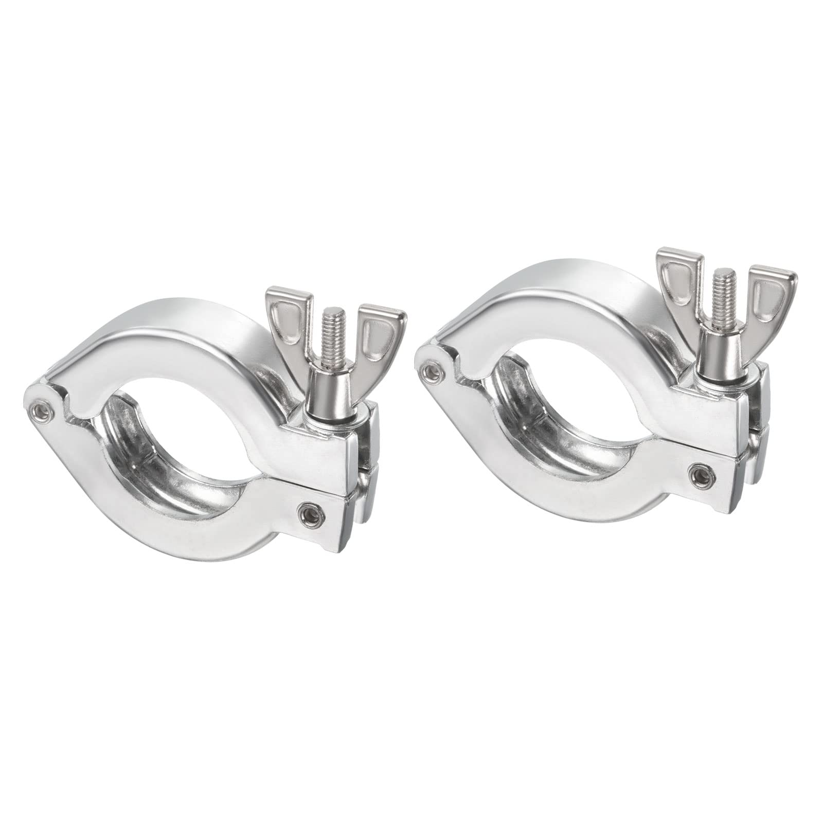 PATIKIL KF-25 Vacuum Clamp, 2 Pack Aluminium Alloy Durable Single Pin Hose Clamp with Wing Nut for Ferrule, Silver