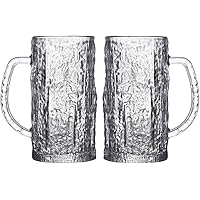 DZGUAI Pub Beer Glass - 485ML, Set of 2, Beer Glass Gift Set, Large Beer Mugs, Premium Glassware,Glacier Pattern Glass Cups