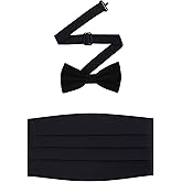 S.H. Churchill & Co. 100% Silk Pre-Tied Bow Tie and Cummerbund Set for Tuxedo, Wedding, Black-Tie Event- Gift Box