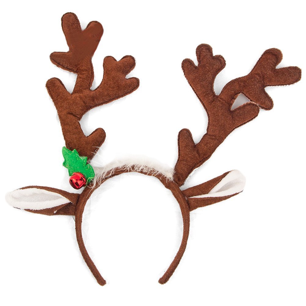 HansGo Reindeer Antlers Headband Christmas Hair Band Hat Red and Green, 2 Pack