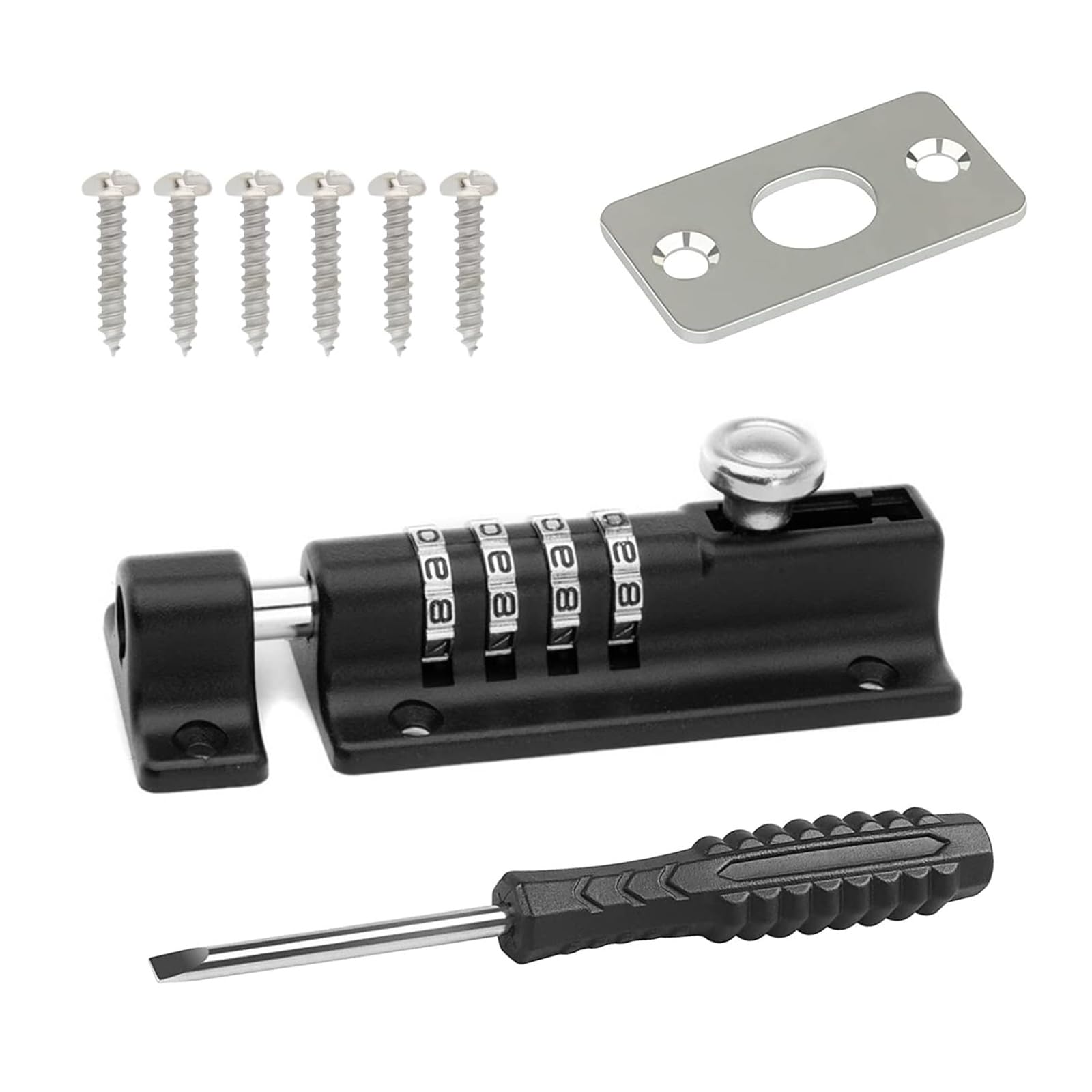 Door Lock - Combination Lock 4 Digit Sliding Lockable Padbolt 120mm Heavy Duty Stainless Steel Gate Lock with Anti-Tamper Screws Security Keyless Latch Bolt Lock for Sheds, Cabinet, Bedroom Door Lock