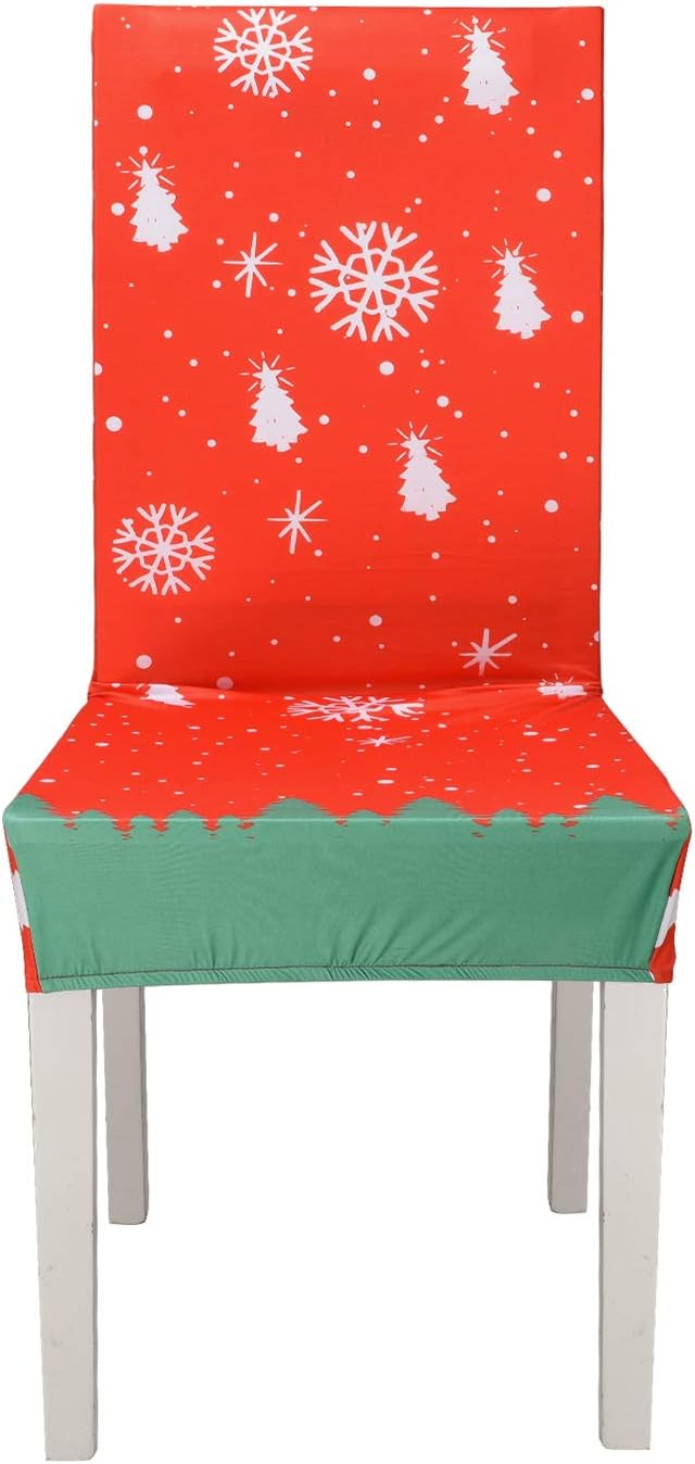 Beeager Christmas Chair Covers Decoration - 4 Pack Classic Stretch Removable Washable Christmas Chair Protector Slipcovers for Home, Kitchen, Dining Room Decor: Home & Kitchen