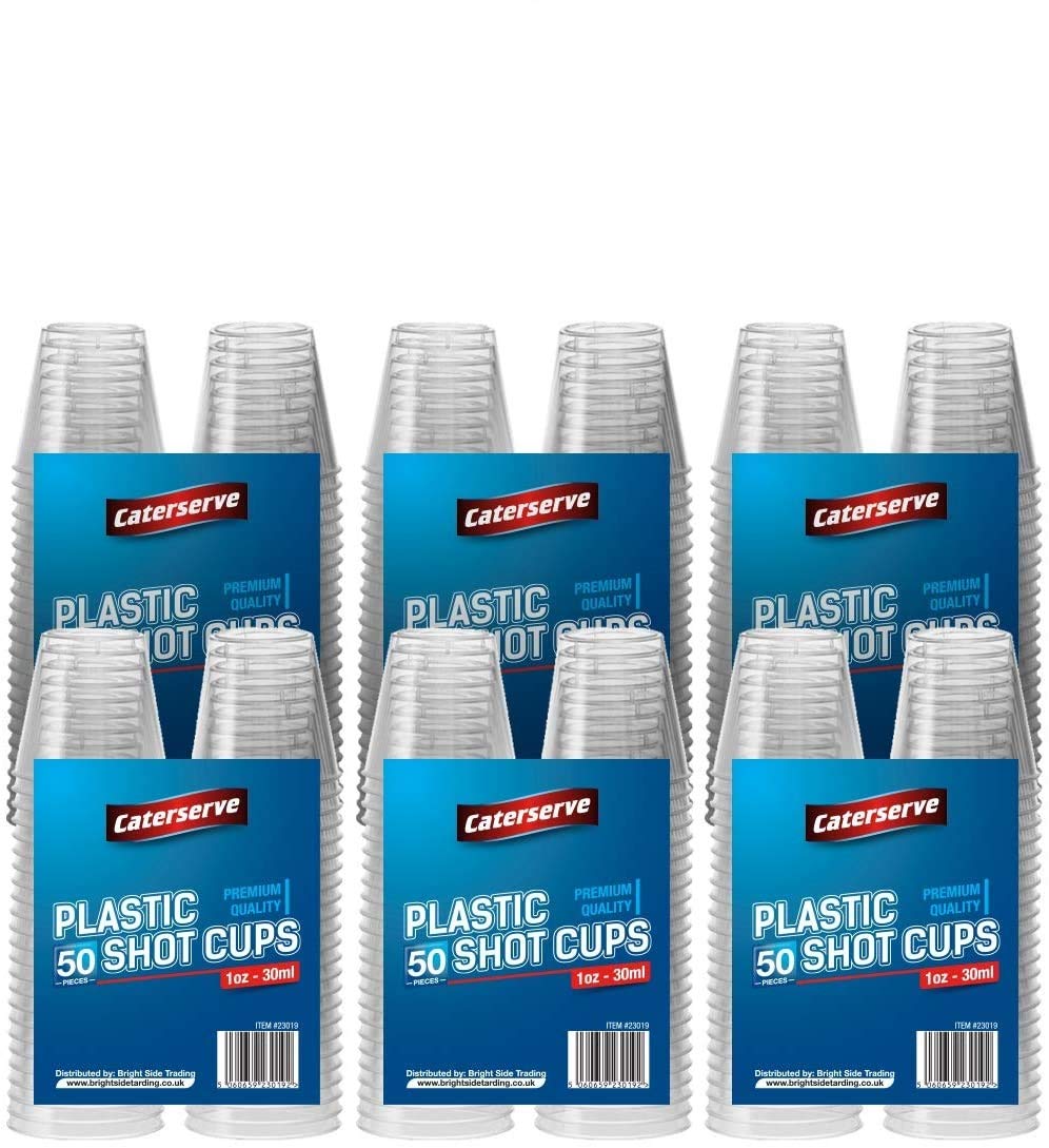 Shot Glasses Multi-Use Plastic Crystal Clear Hard Plastic Cups 30ml - 1 oz (300 Cups)