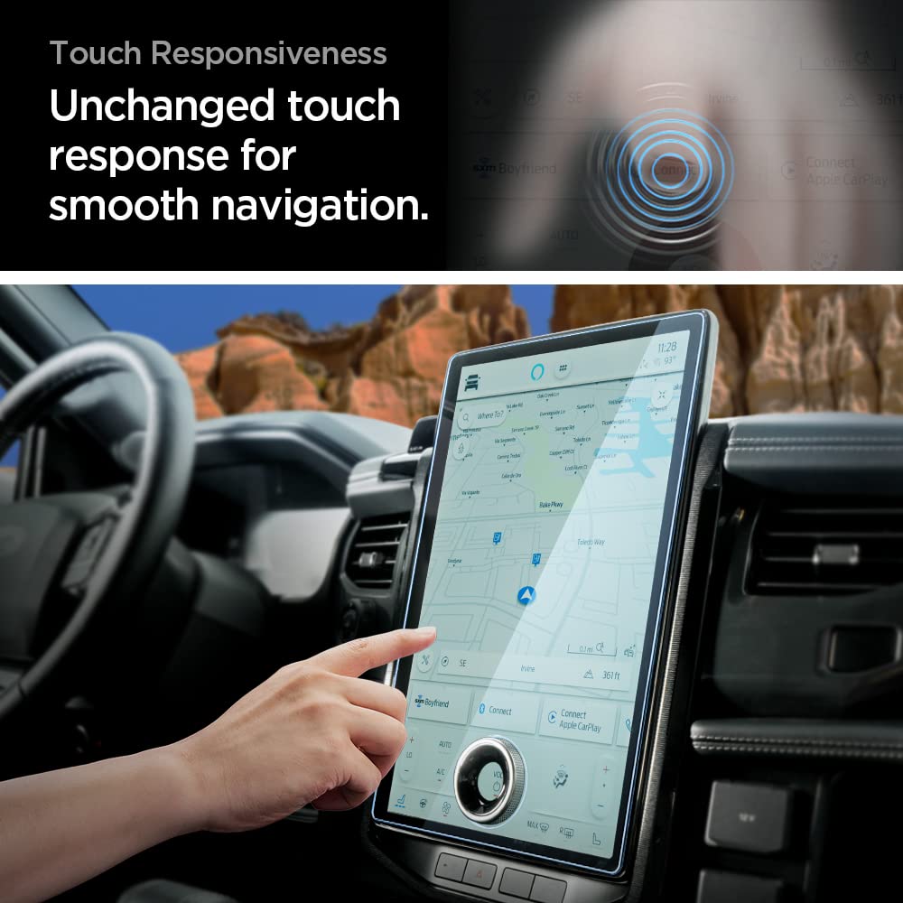 Spigen Tempered Glass Screen Protector [GlasTR Slim] designed for Ford F-150 Lightning, Expedition, Mustang Mach-E 15.5 inch Dashboard Touchscreen