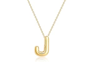LCHERRY Bubble Letter Necklace Gold, Balloon Initial Necklaces, Chunky Letter Necklace for Women, Layered Initial Necklace for Women Gold Plated Bubble Jewelry
