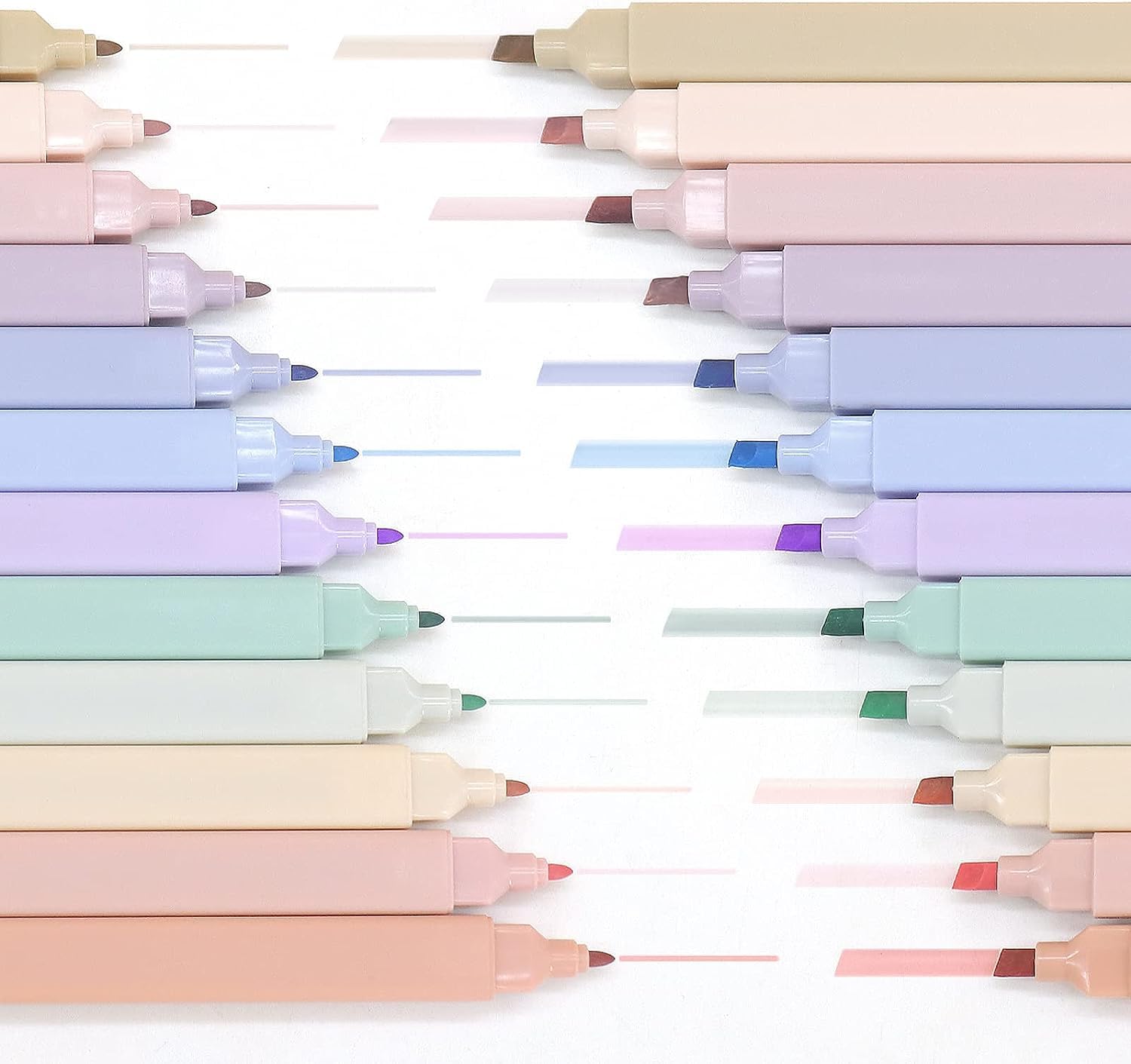 Dacono Aesthetic Highlighters, 12 Pcs Dual Tip Highlighters Assorted Colors No Bleed Dry Fast Easy to Hold, Pastel Highlighters Pens for Journal Bible Planner Notes School Office Supplies