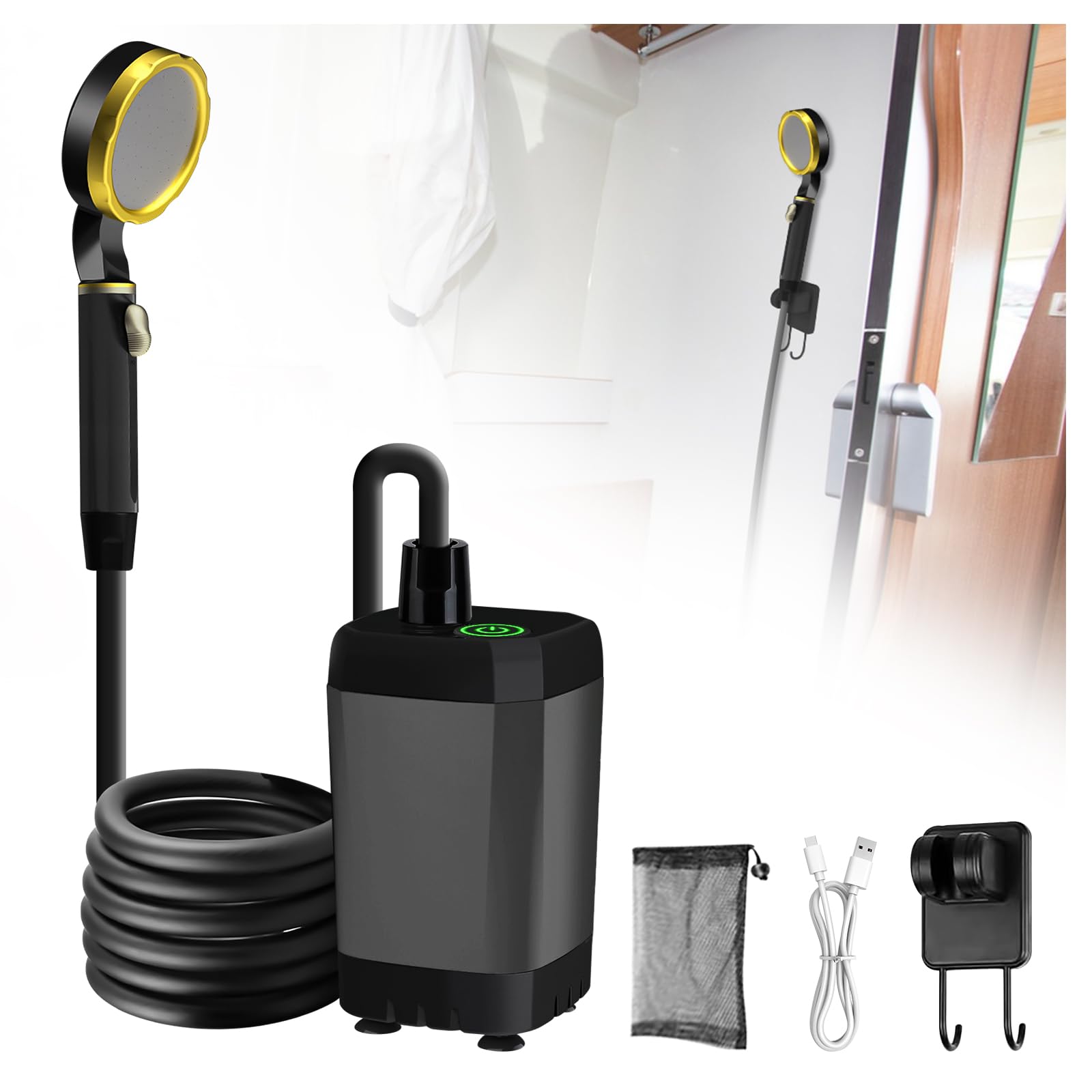 Photo 1 of **** THE PUMP ONLY***    Yuqutum Upgrade Portable Shower for Camping, 9000mAh Rechargeable Camping Shower with Intelligent LED Display, Multifunctional Handheld Filter Shower Head for Camping, Hiking, Pet Bathing