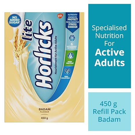 Horlicks Lite Health & Nutrition drink - 450 g Refill pack (Badam flavor)