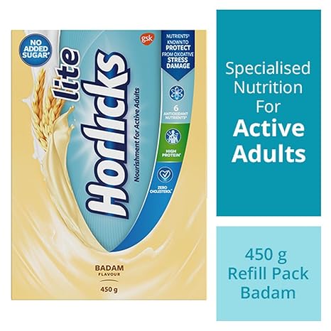 Horlicks Lite Health & Nutrition drink-450 g Refill pack (Badam flavor)