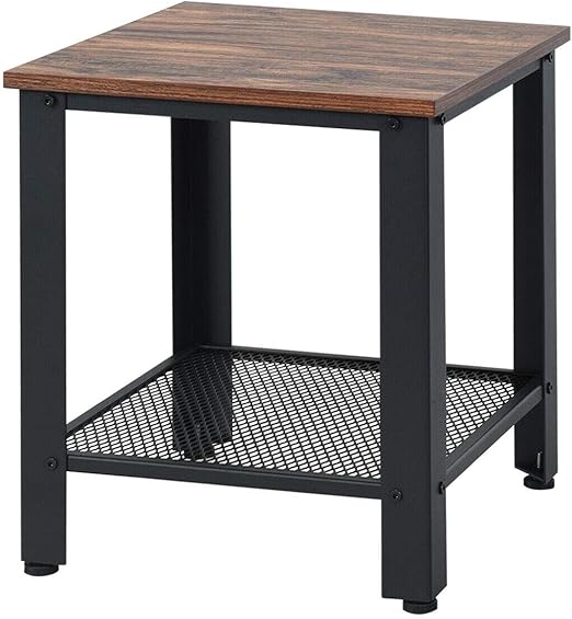 amazon.com: industrial end table 2-tier side table-black