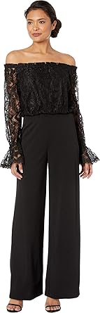 adrianna papell off the shoulder lace jumpsuit