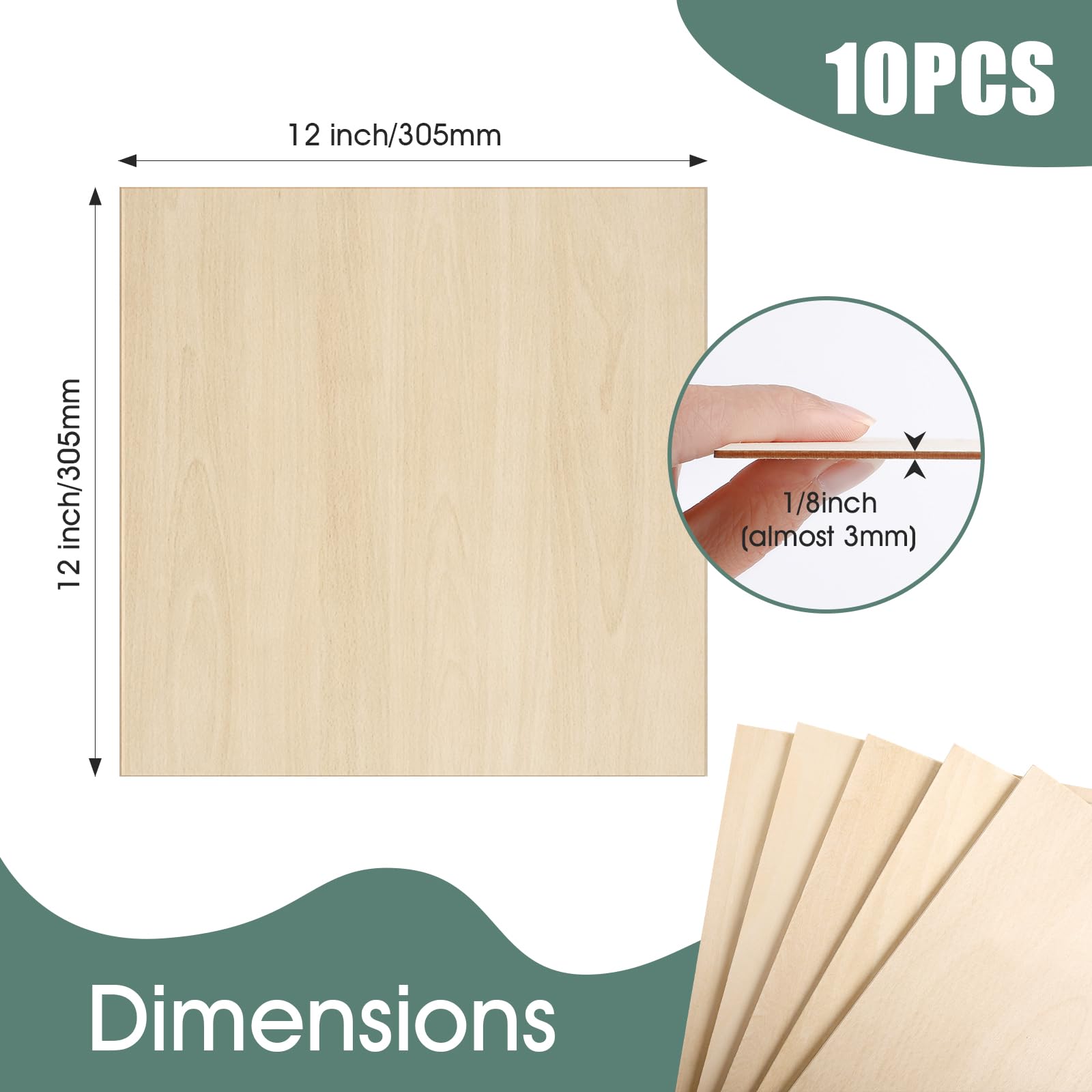 10 Pack Basswood Sheets for Crafts 1/8x12x12 Inch 3mm Basswood for Laser Cutting, Drawing,Wood Burning, Architectural Models.Plywood Sheets Unfinished Squares Wood Boards for DIY Gifts.