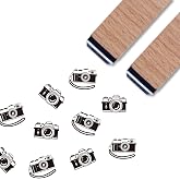 ANATTASOUL Camera 2PCS Mini Rubber Stamps for Card Making(2.36"*0.59") | Wooden Ink Stamps for Crafting Cute Small Wood Stamps Set for DIY Scrapbooking Supplies, Letter, Album, Journaling Decoration