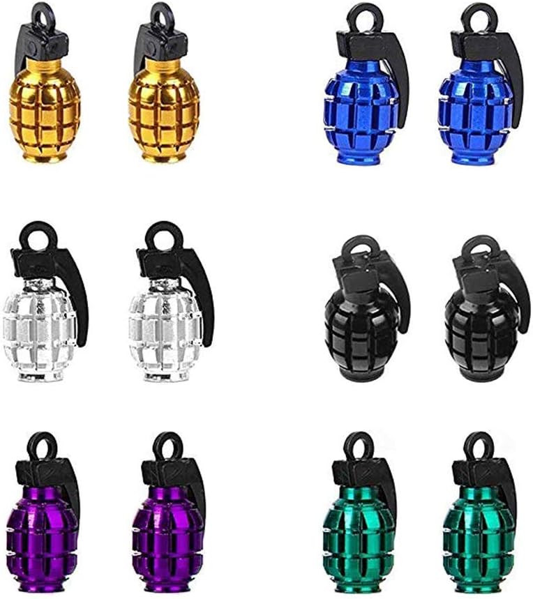 HPiano Tyre Valve Caps 6 pairs metal car bike motorcycle grenade shaped tire dust cap valve cover, Aluminium Valve Stem Caps, Tyre Valve Dust Caps Car, Motorbike, Trucks, Bike