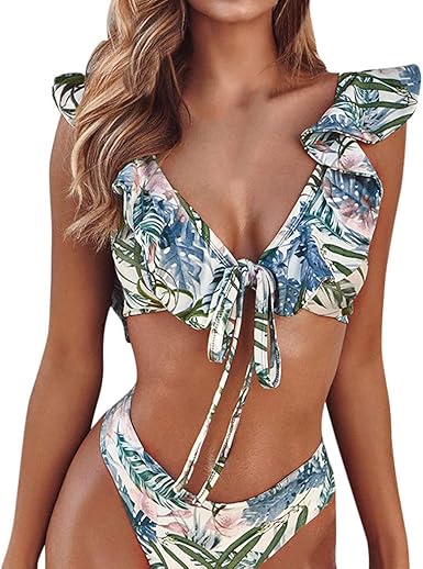 padded ruffle bikini top