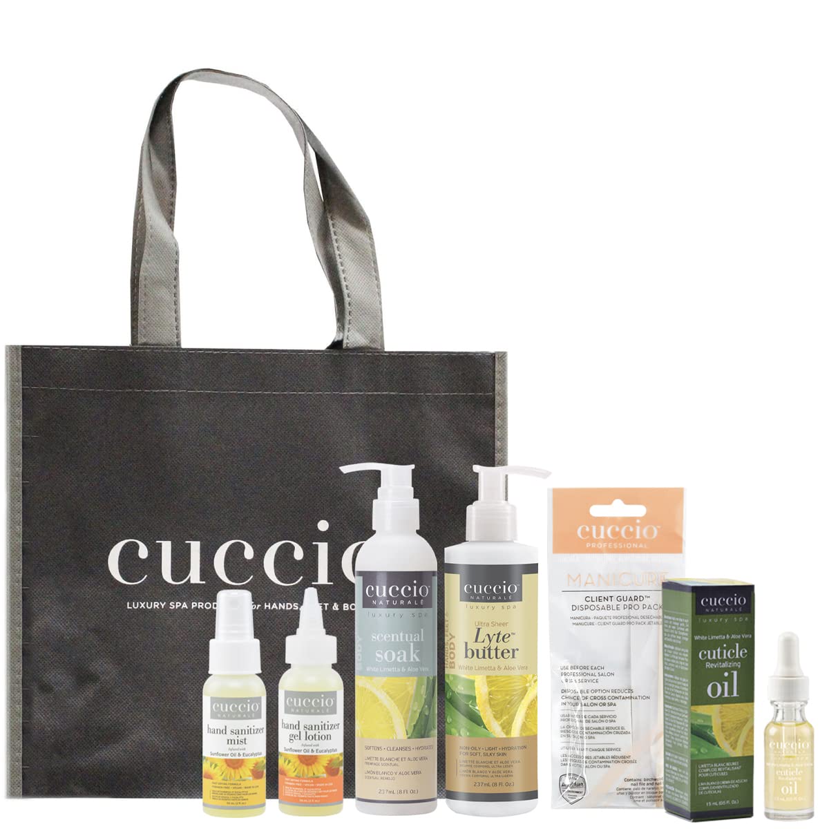 cuccio luxury hand hygiene kit- white limetta & aloe vera