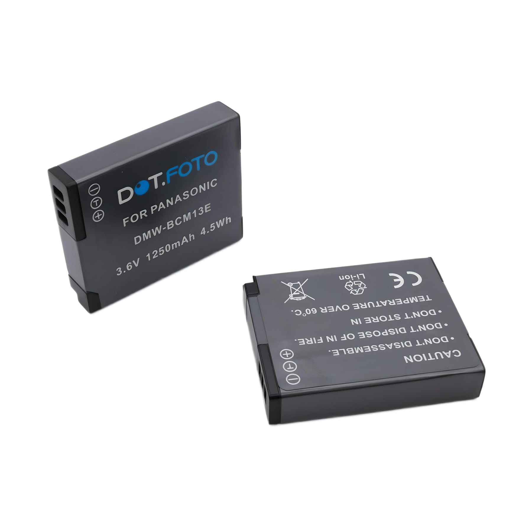 2 x Dot.Foto DMW-BCM13, DMW-BCM13E Premium 3.6v / 1250mAh Rechargeable Battery for Panasonic Lumix DMC-FT5, FT6 / LZ40 / TZ37, TZ40, TZ41, TZ55, TZ56, TZ57, TZ58, TZ60, TZ61, TZ70, TZ71 / DC-FT7